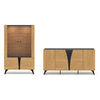 WOHNZIMMER-SET Toscania Eiche / Schwarz 2-teilig - Eichefarben/Schwarz, Holz/Holzwerkstoff (265/152/40cm) - Feldmann-Wohnen