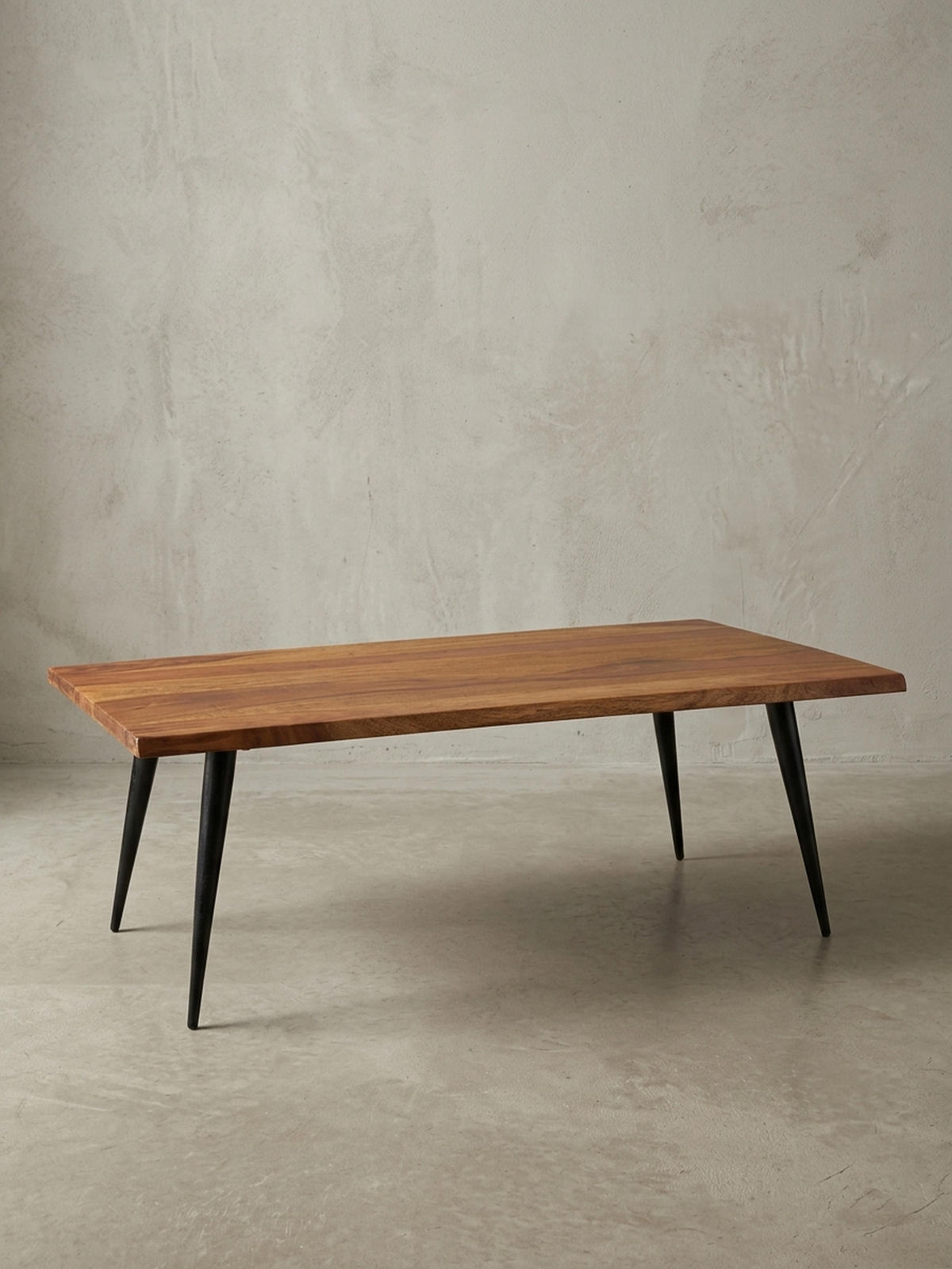 COUCHTISCH Sheesham Massivholz in Natur mit Baumkante und Metallgestell, 110x60x40 cm, Handgefertigt, Schutzlack-beschichtet - Schwarz/Braun, Holz/Metall (60/110/40cm) - KADIMA DESIGN