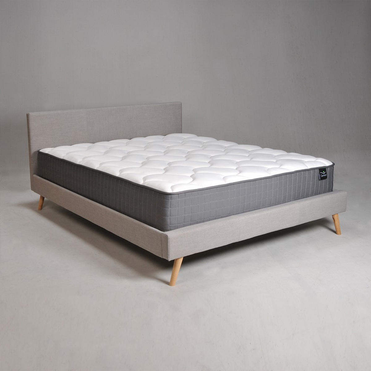 BETT FJORD MIT MATRATZE/ BETT 140X190 - HELLGRAU - Hellgrau, Holzwerkstoff (140/190cm) - Weber Industries
