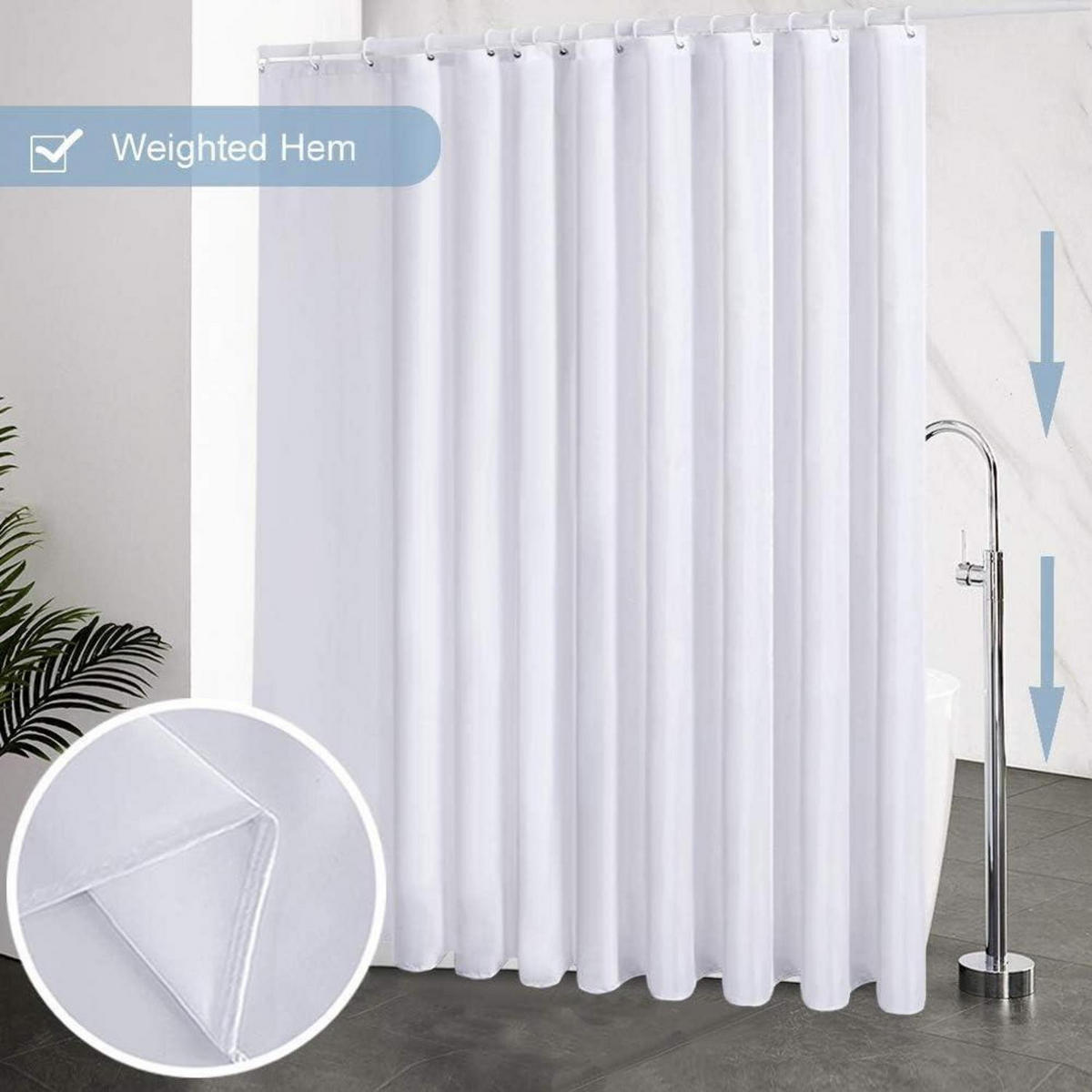 DUSCHVORHANG Weiß 275 x 180 cm - Weiß, Textil (275/180cm)