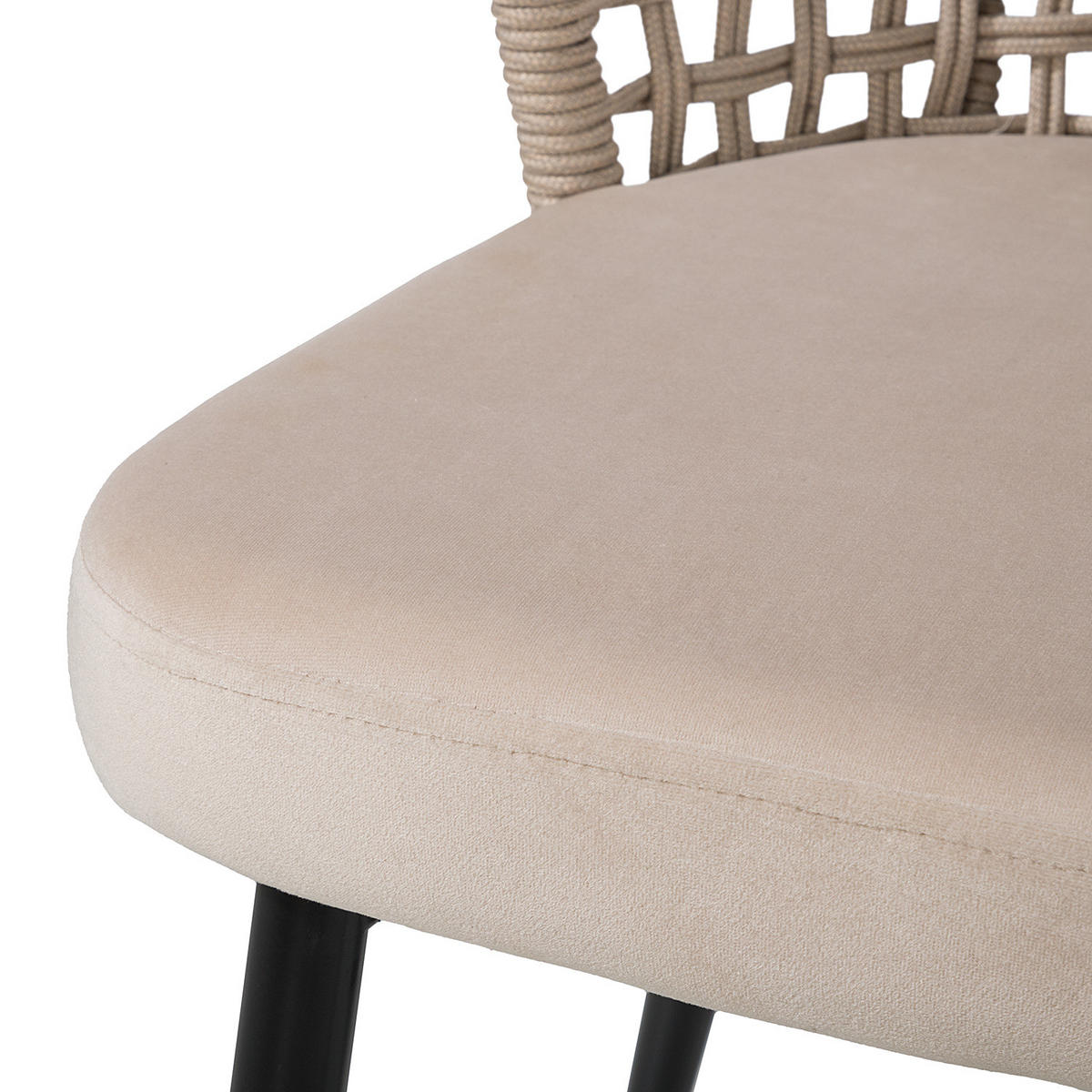 ESSZIMMERSTUHL 2er-Set - Samt / Stahl - Beige / Schwarz - Beige/Schwarz, Textil/Metall (47/84/58cm) - home24