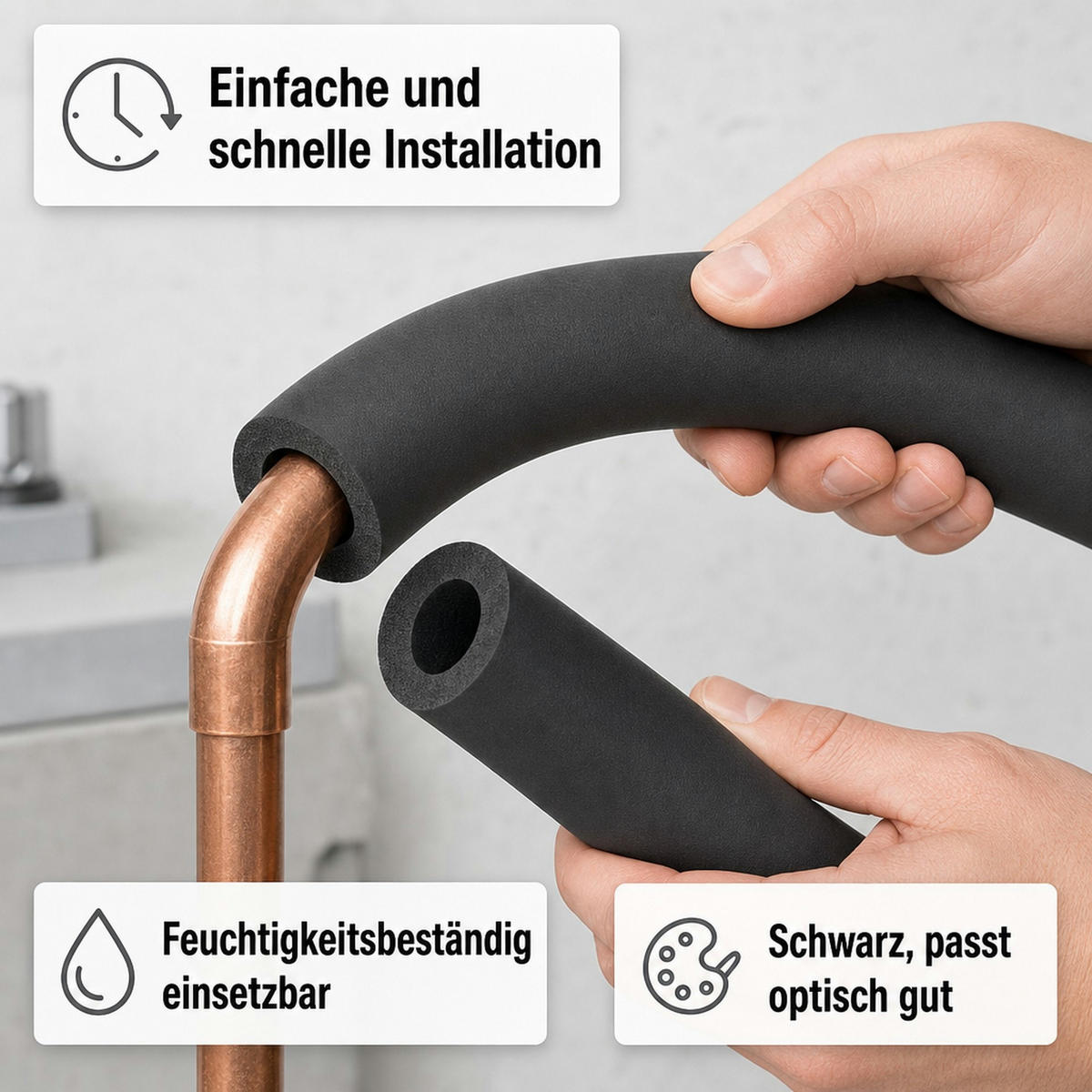 ROHRISOLIERUNG - Schwarz, Kunststoff (65/35/10cm) - BONI-SHOP