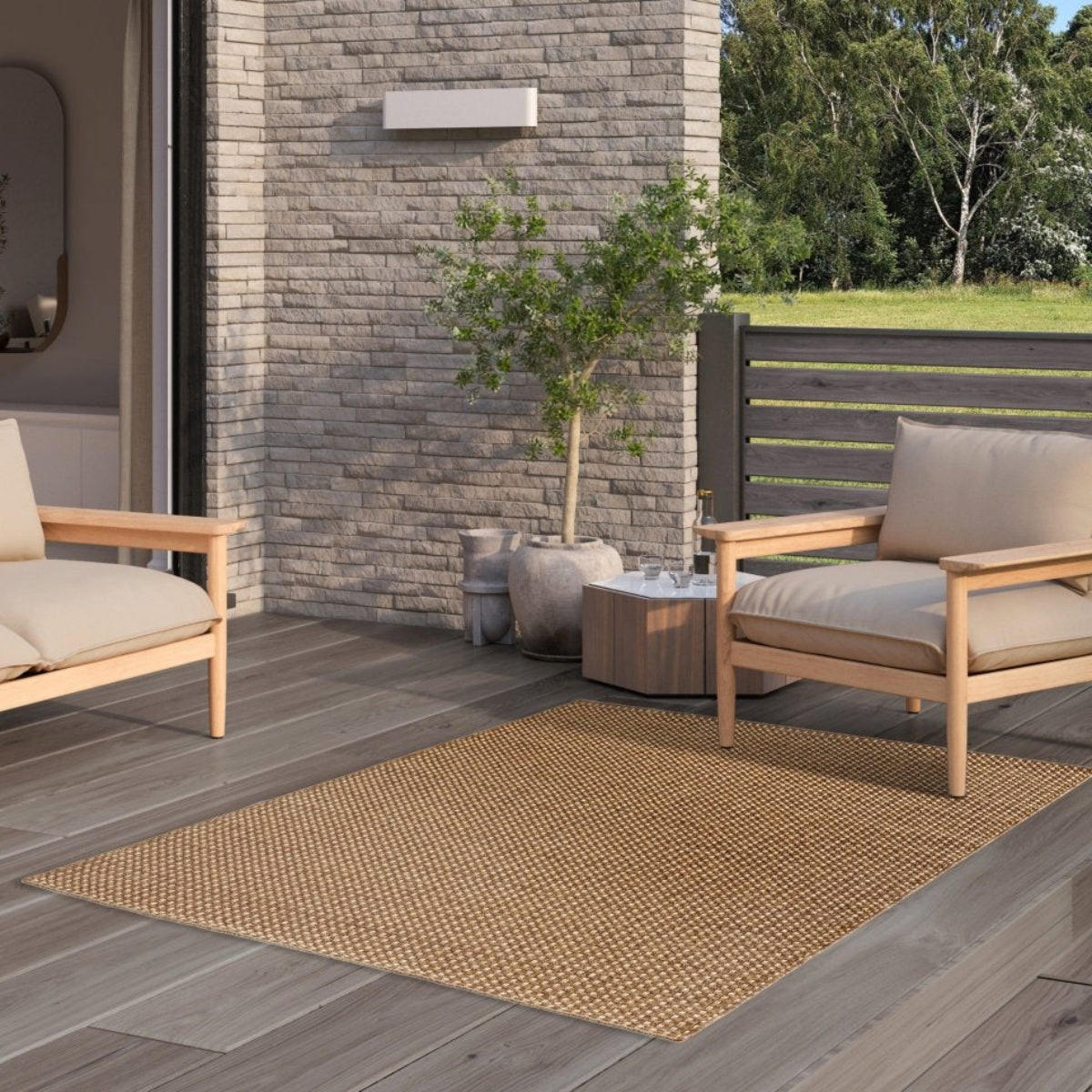 TEPPICH für Innen und Außen im Jute-Look bruin - Braun, Textil (80/150cm) - AFK Living