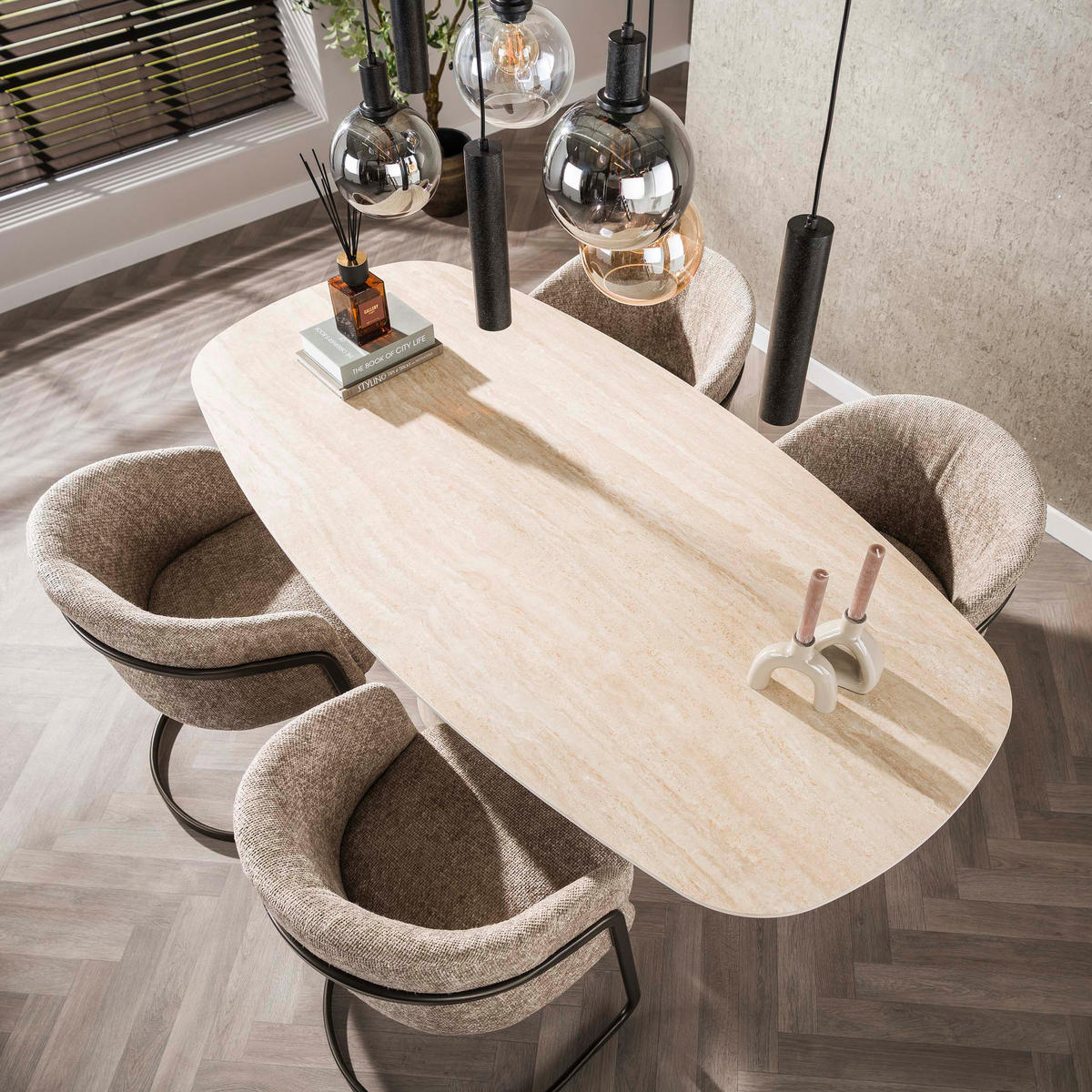 ESSTISCH Centro - Beige - 90/180/76 cm - Beige, Keramik (90/180/76cm) - Hoyz Collection