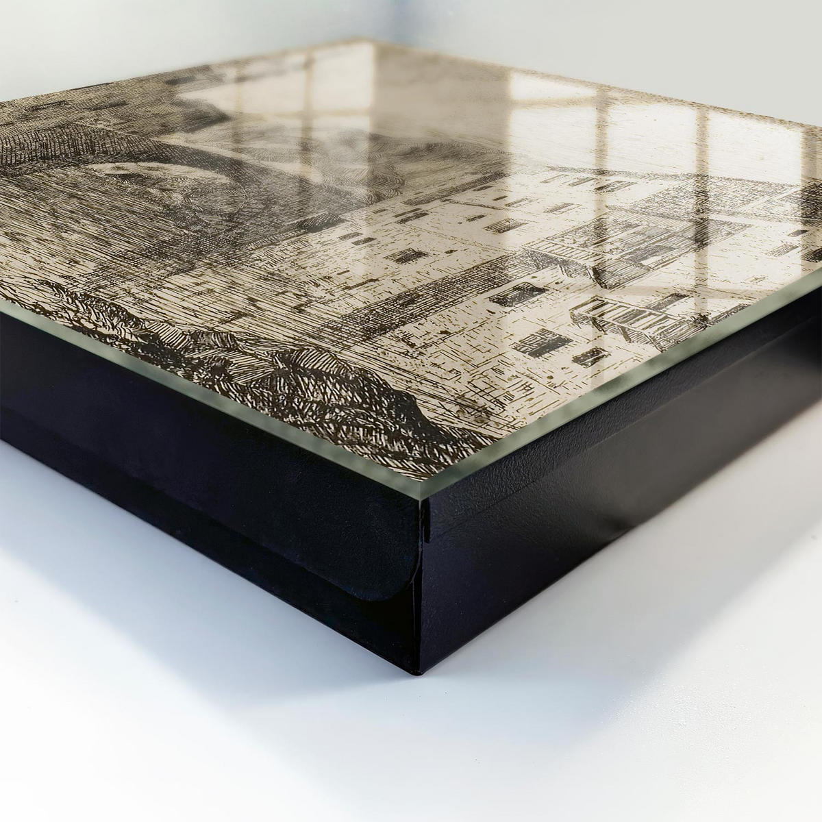 SCHLÜSSELBOX Schwarz 30x30 cm- Türöffnung nach rechts - Antike Atmosphäre - Beige, Metall (30/30/5cm) - TULUP
