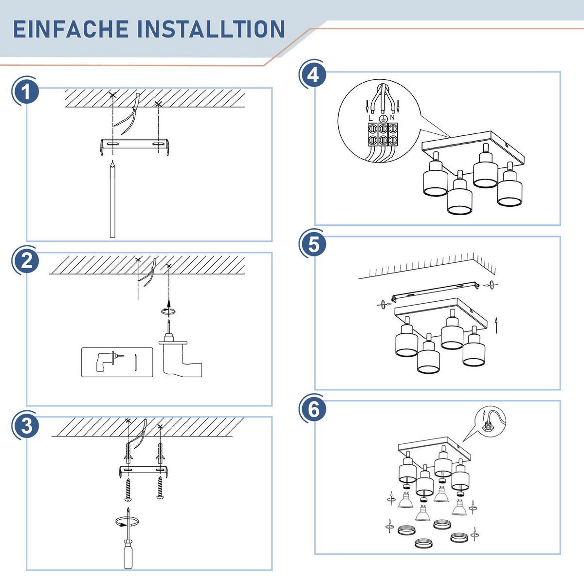 STRAHLER Lippstadt 4-flammig 25/25/15.7 cm - Schwarz, Metall (25/25/15.7cm) - Nettlife