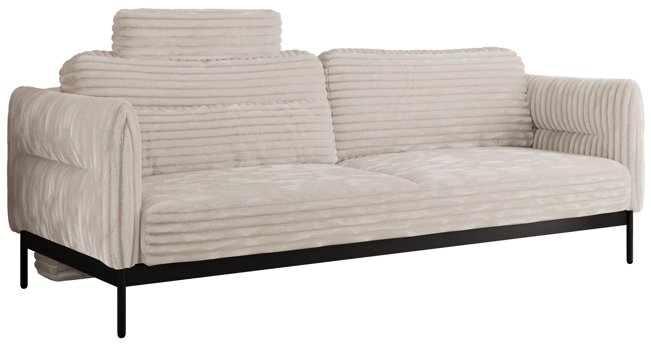 SOFA SALENTO Beige Cord - Beige/Schwarz, Textil/Metall (221/82/101cm) - MKS