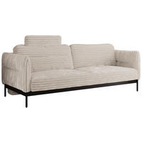 SOFA SALENTO Beige Cord - Beige/Schwarz, Textil/Metall (221/82/101cm) - MKS