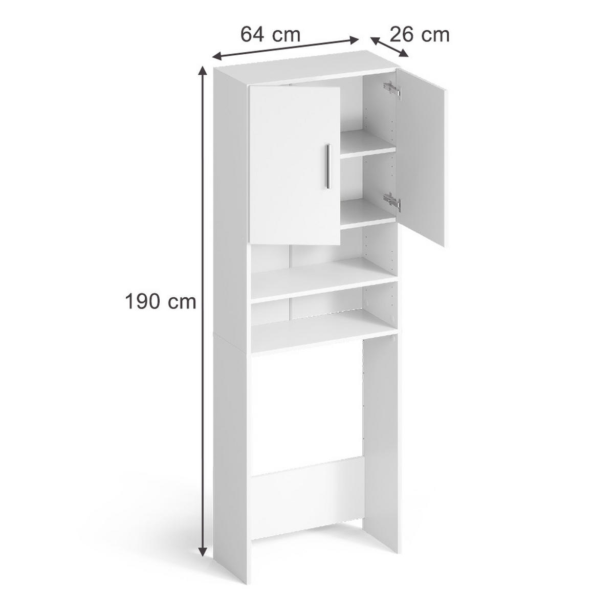 WASCHMASCHINENSCHRANK Weiß 64 x 190 cm - Weiß, Holzwerkstoff (64/190/26cm) - Vicco