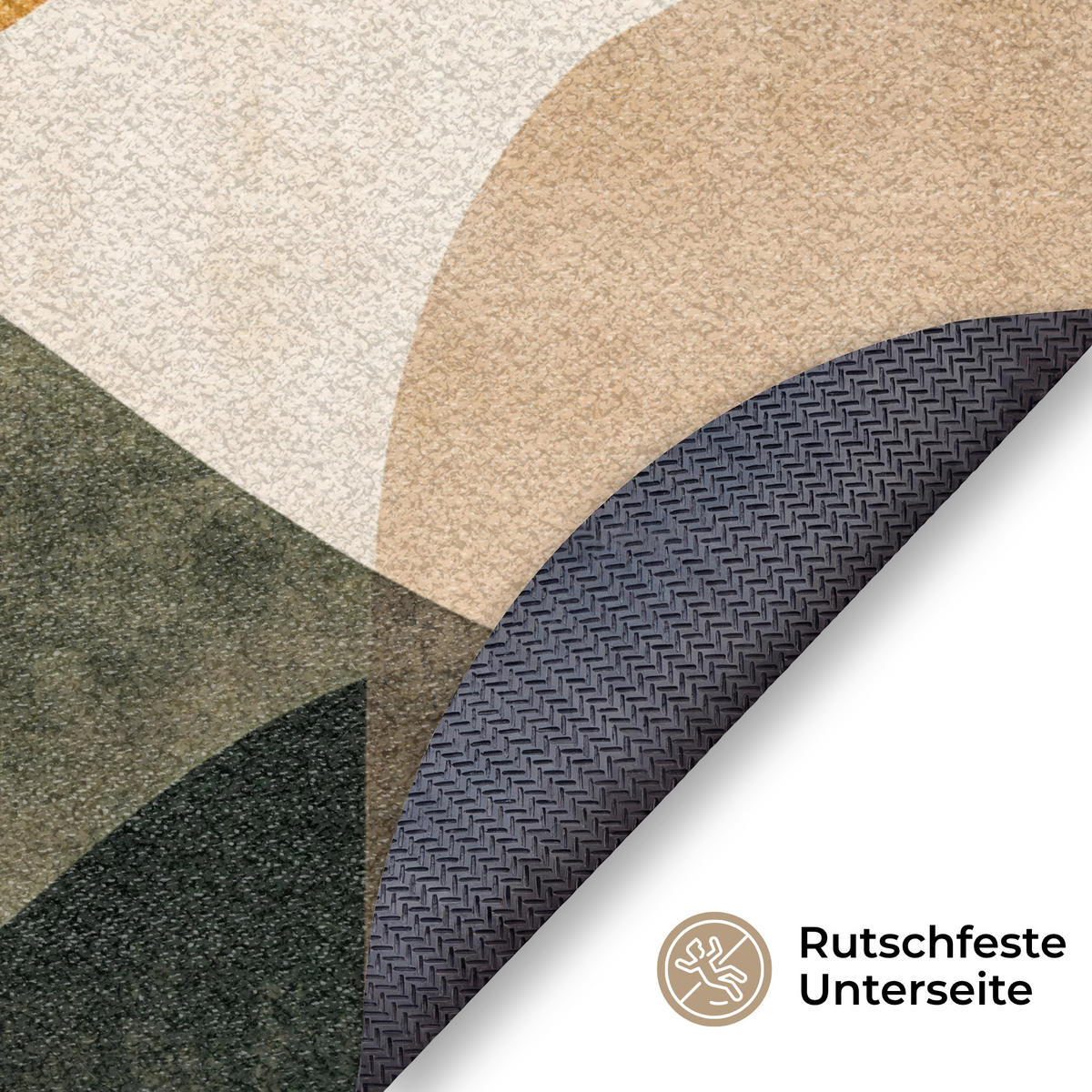 FUSSMATTE Formen - Ockergelb - Abstrakt Flurteppich 120x120 cm - Multicolor, Kunststoff (120/120cm) - MuchoWow