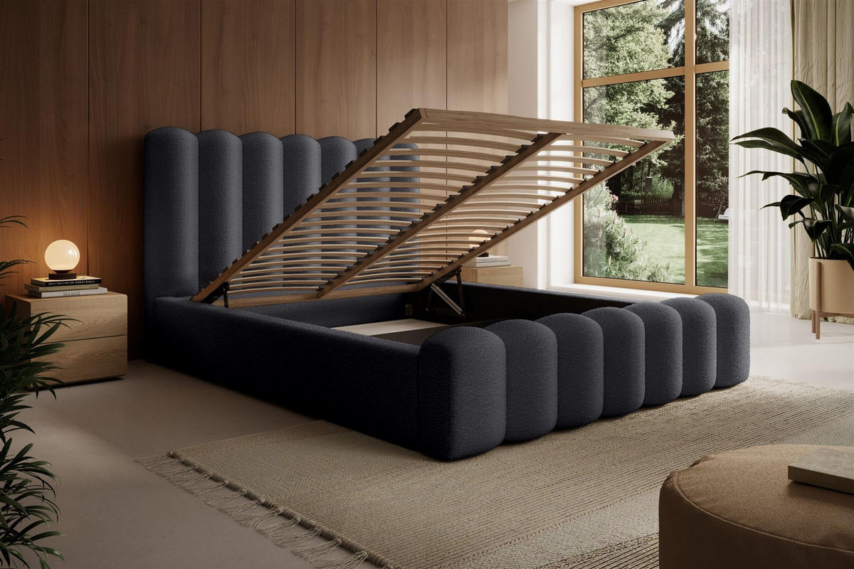 POLSTERBETT Macon Stoff Euphoria - Anthrazit, Holzwerkstoff/Textil (180/200cm) - Fun Möbel