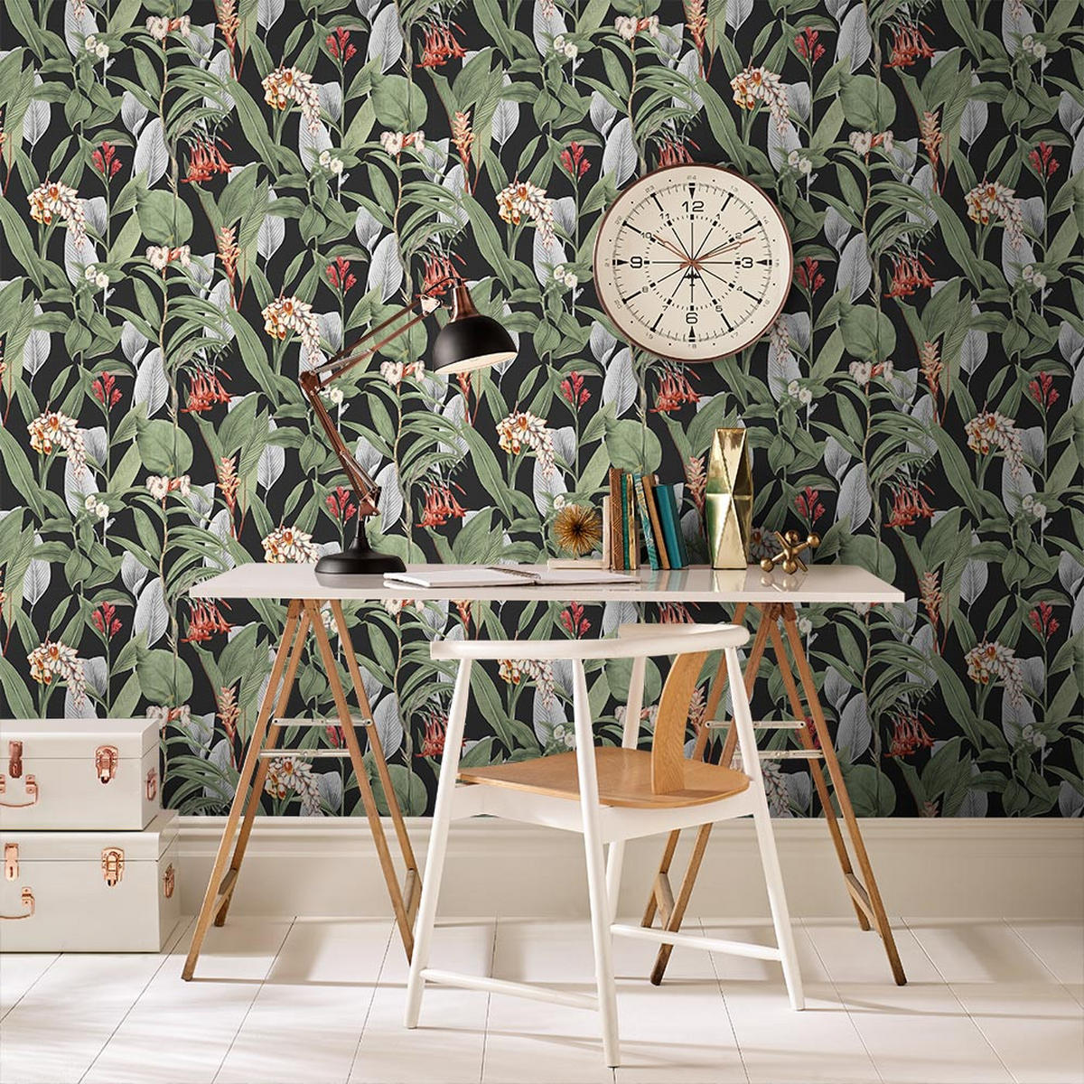 VLIESTAPETE - Botanical Black - Schwarz, Papier/Kunststoff (52/1005cm) - Graham & Brown