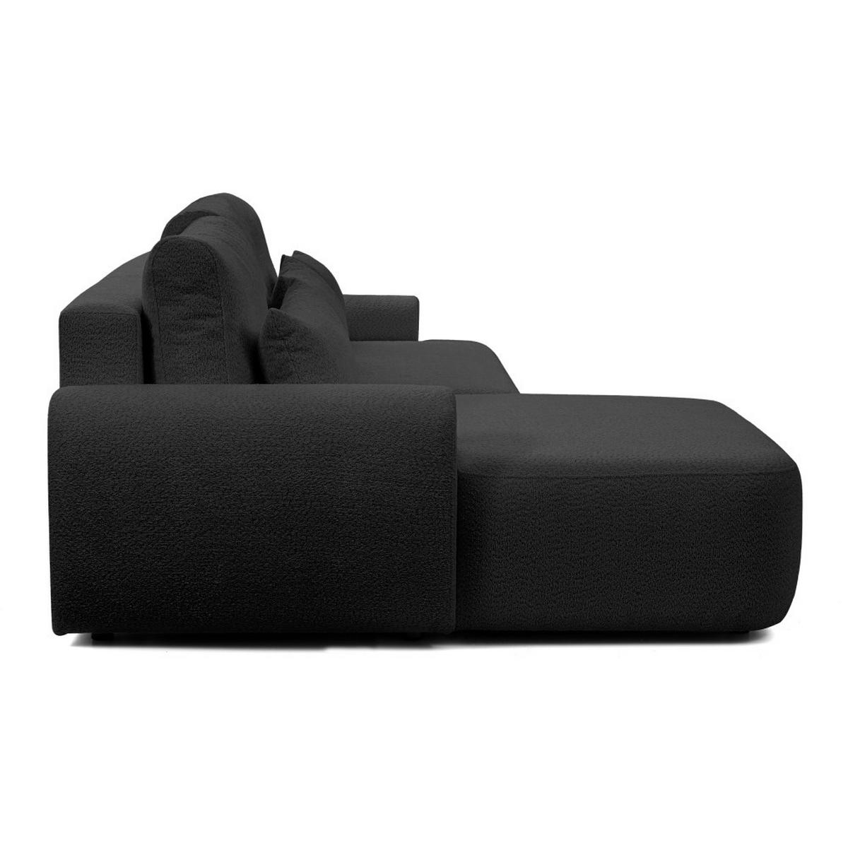 ECKSCHLAFSOFA Oliver im Bouclé-Gewebe, Schwarz, links - Schwarz, Textil (266/160cm) - Beautysofa
