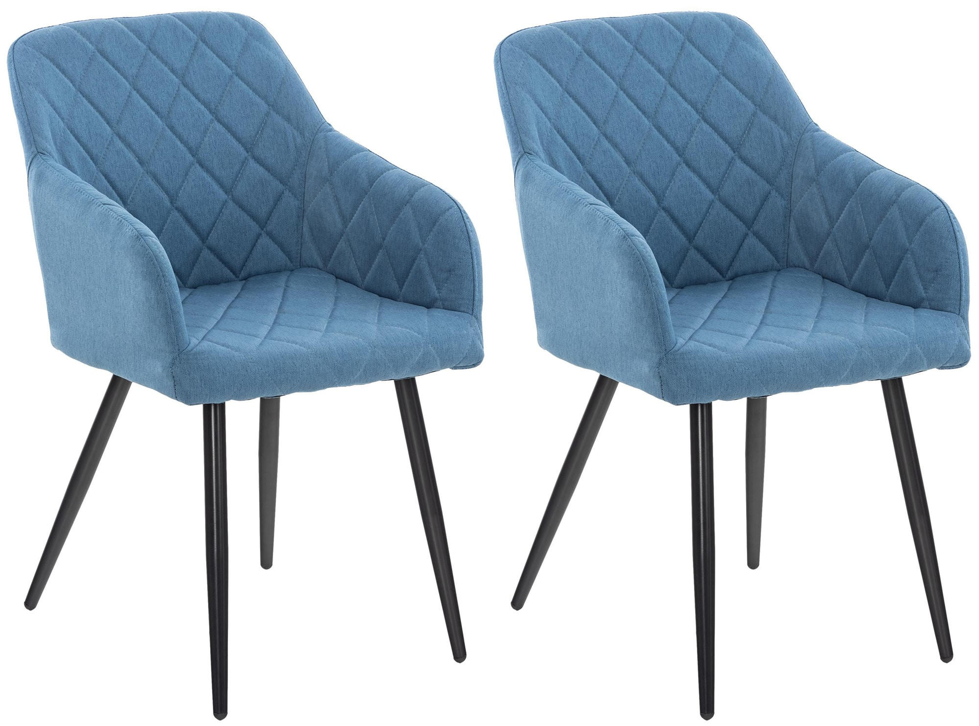 ARMLEHNENSTUHL 2er Set Stoff blau - Blau/Schwarz, Textil/Metall (47/84/44cm) - CLP