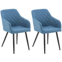 ARMLEHNENSTUHL 2er Set Stoff blau - Blau/Schwarz, Textil/Metall (47/84/44cm) - CLP