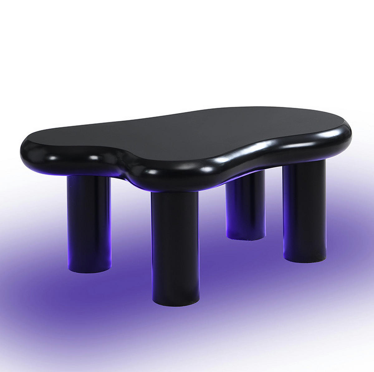 COUCHTISCH 98/65,5/40 cm mit LED-Beleuchtung und Schublade in Schwarz - Schwarz, Holzwerkstoff (98/65.5/40cm) - Flora Grace