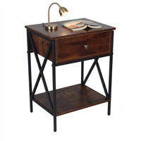 INDUSTRIJSKA nočna miza - večbarvno, kovina/leseni material (40/55/30cm) - Relaxdays