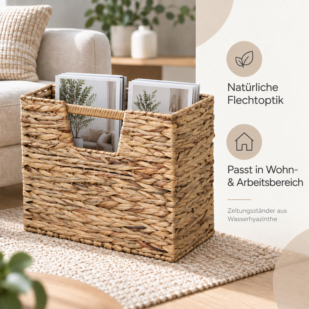 ZEITUNGSSTÄNDER Seegras - Braun, Naturmaterialien (39/33/20cm) - Homestyle4u