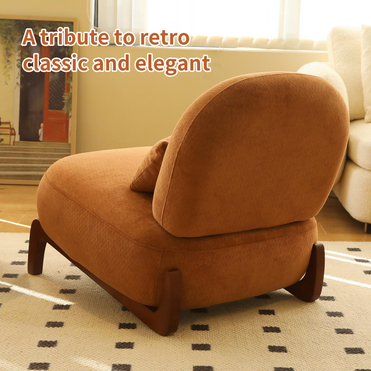 SESSEL Samt Karamell Ohne Armlehnen Massivholzbeine - Cognac, Textil (86.9/69.9/72.1cm) - Urban Meuble