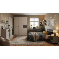 JUGENDZIMMER Bahamas Saharagrau- Grafit 7 teilig mit Drehtürenschrank - Grau, Holzwerkstoff (80/200/120cm)