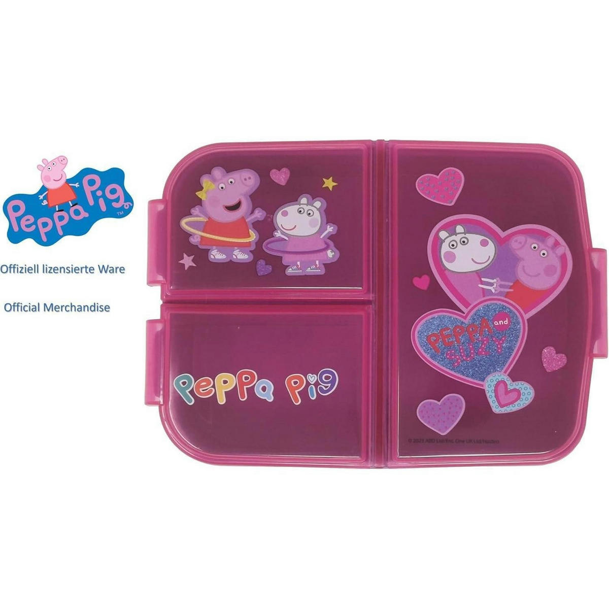 BROTDOSE mit Fächern Peppa Wutz 18 cm - Multicolor, Kunststoff (14/7/18cm)
