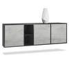SIDEBOARD Cuba Türen in Beton Oxid Optik - Hellgrau, Holzwerkstoff (182/53/35cm) - Vladon