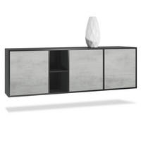 SIDEBOARD Cuba Türen in Beton Oxid Optik - Hellgrau, Holzwerkstoff (182/53/35cm) - Vladon