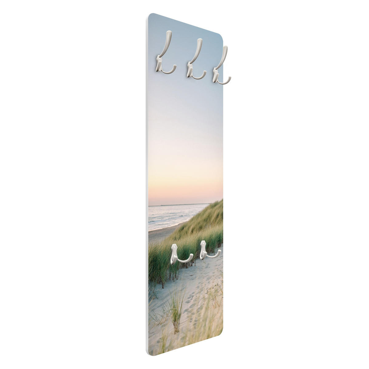 WANDGARDEROBE - Stranddünen im Sonnenuntergang 34/105 cm - Pastellblau, Holzwerkstoff (34/105/1.6cm) - Bilderwelten