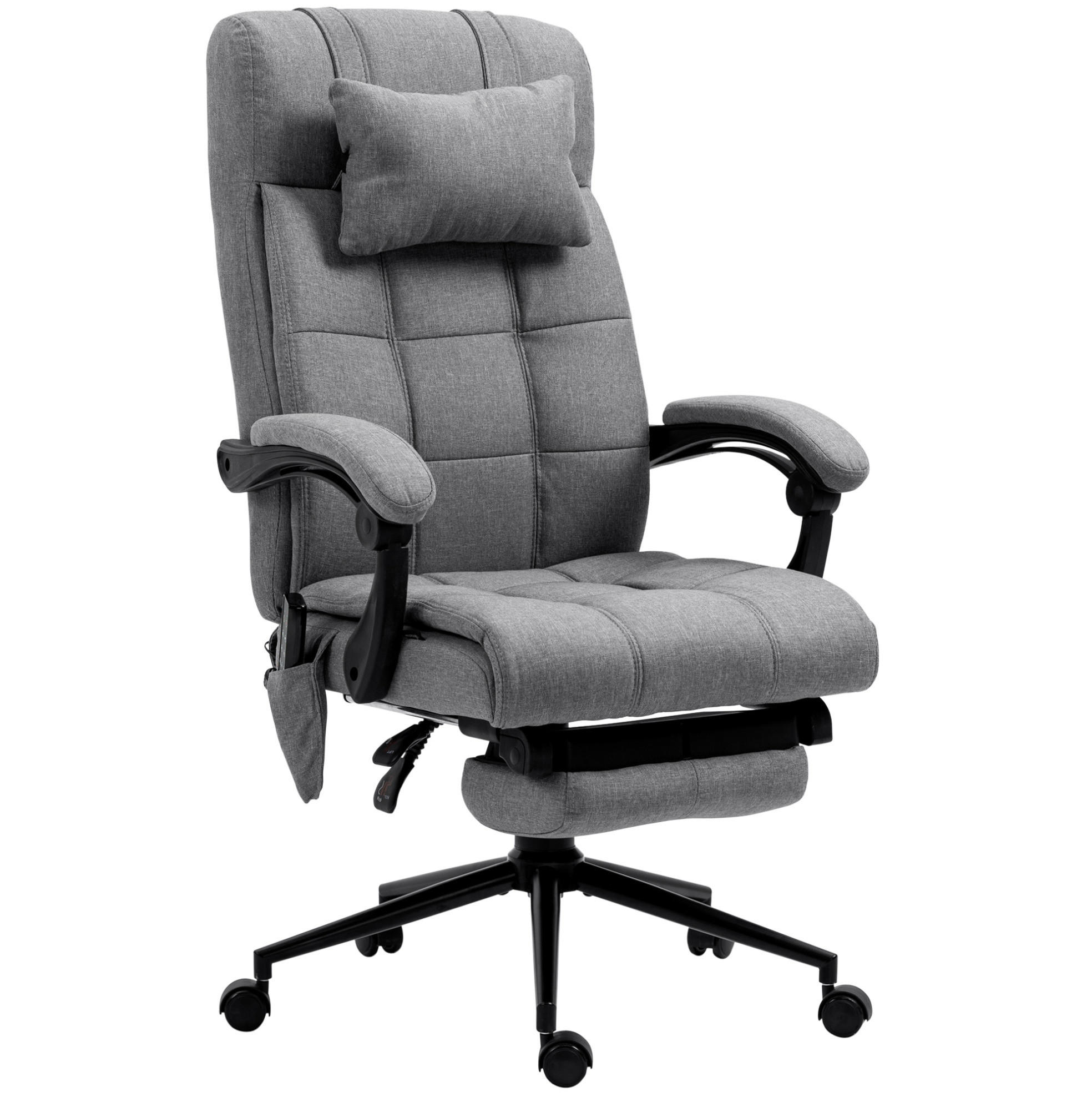 BÜROSTUHL in Grau 76x66x120 cm mit Massage, Lendenheizung und Fußstütze - Grau, Metall (66/120/76cm) - IVMEU