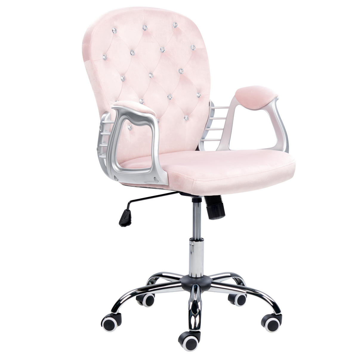 BÜROSTUHL Samtstoff Rosa Princess - Pink, Textil/Metall (60/98/60cm) - Beliani