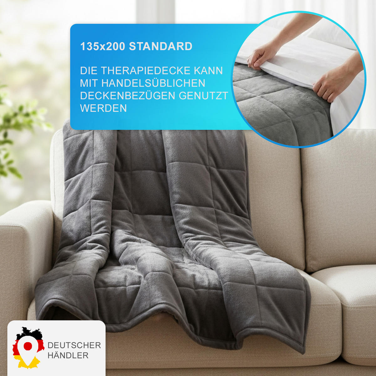 GEWICHTSDECKE NYVIGravity Grau 135x200 cm 7 kg - Grau, Textil (135/200cm) - NYVI