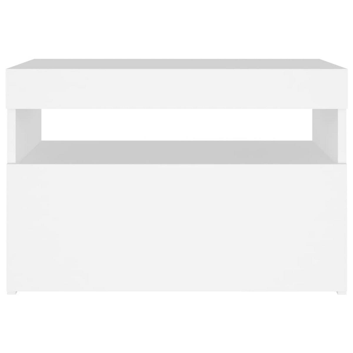 NACHTTISCH mit Led-Leuchten 60/35/40 cm aus Holzwerkstoff in Weiß - Weiß, Holz (60/40/35cm) - vidaXL