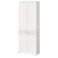 GARDEROBENSCHRANK weiß Hochglanz 70 x 192 cm, Schuhschrank mit 3D-Struktur - Weiß Hochglanz/Schwarz, Holzwerkstoff/Kunststoff (70/192/35cm) - Inn.Furn
