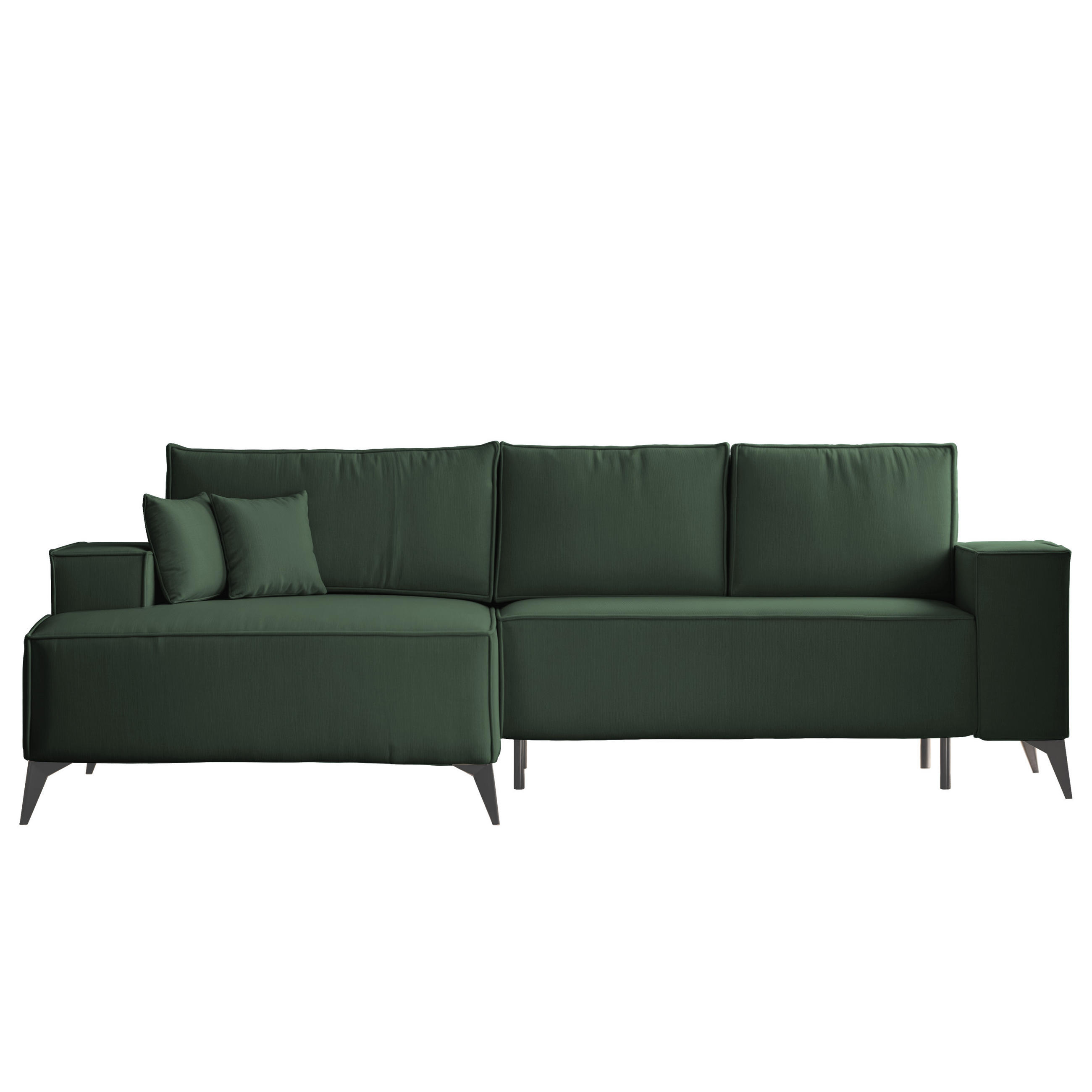 ECKSOFA OTIS Links, mit Schlaffunktion und Bettkasten, Grün - Grün, Textil/Metall (294/185cm) - Idohome