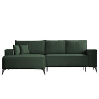 ECKSOFA OTIS Links, mit Schlaffunktion und Bettkasten, Grün - Grün, Textil/Metall (294/185cm) - Idohome