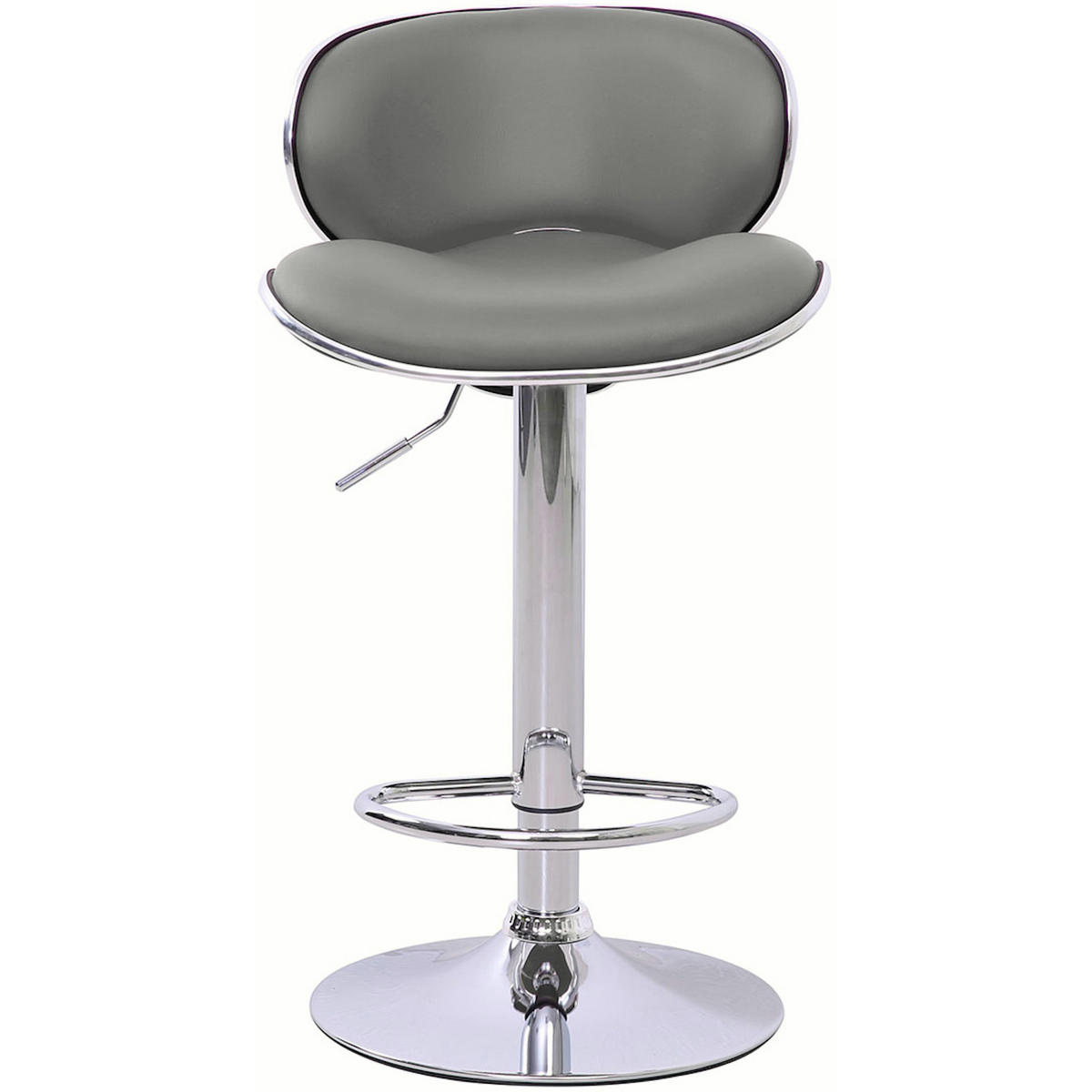 BARHOCKER mit Lehne 2er Set Kunstleder Grau - Silberfarben/Grau, Textil (45/97/48cm) - SVITA