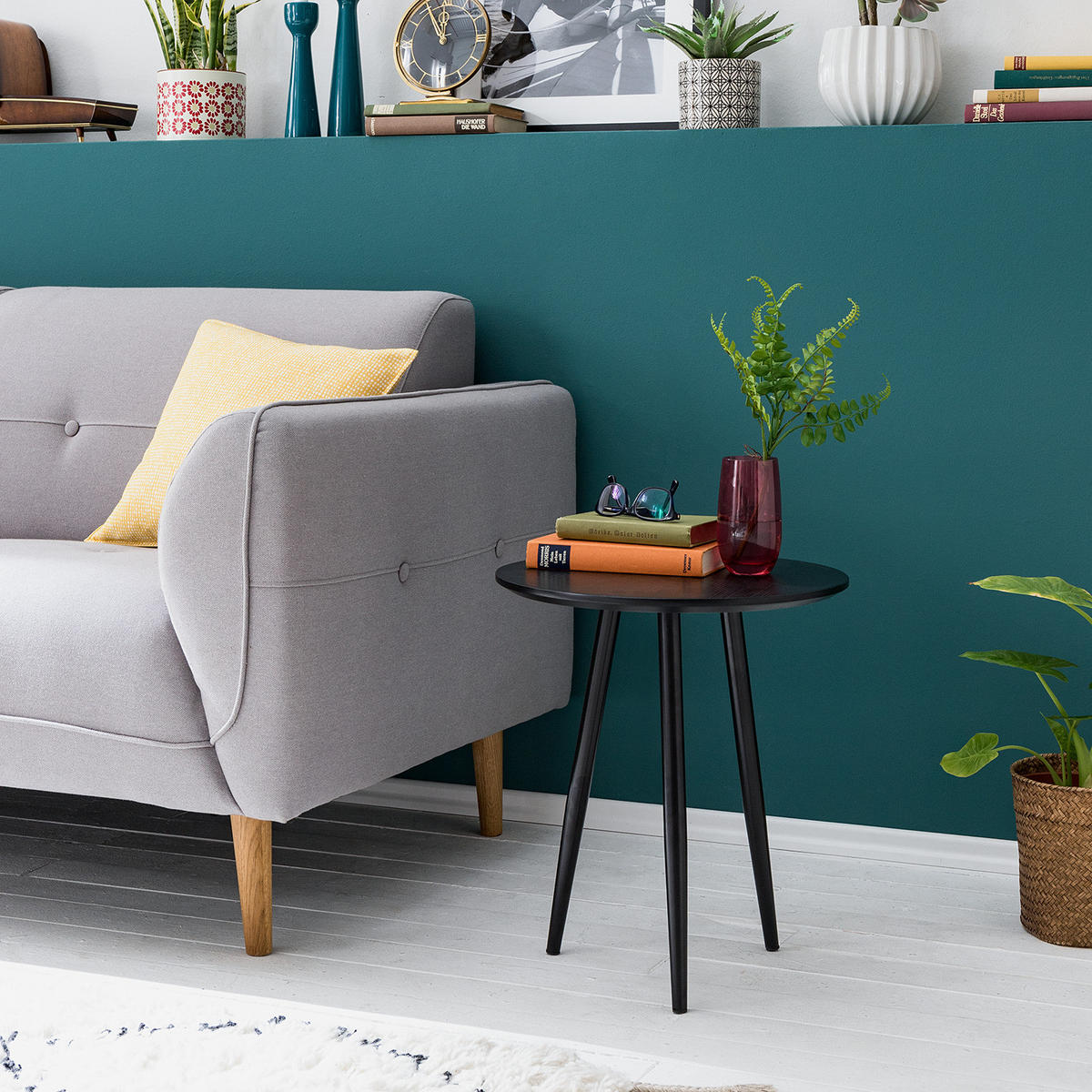 BEISTELLTISCH - Eiche Dekor Schwarz / Schwarz - Schwarz, Holzwerkstoff/Kunststoff (40/40/46cm) - home24