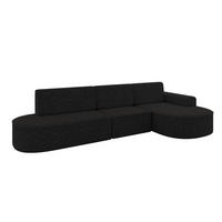 ECKSOFA mit Schlaffunktion Ottomane RECHTS MARI L2-S 368X167X85 Schwarz Velours - Schwarz Hochglanz/Schwarz, Holzwerkstoff/Kunststoff (167/368cm) - ALTDECOR