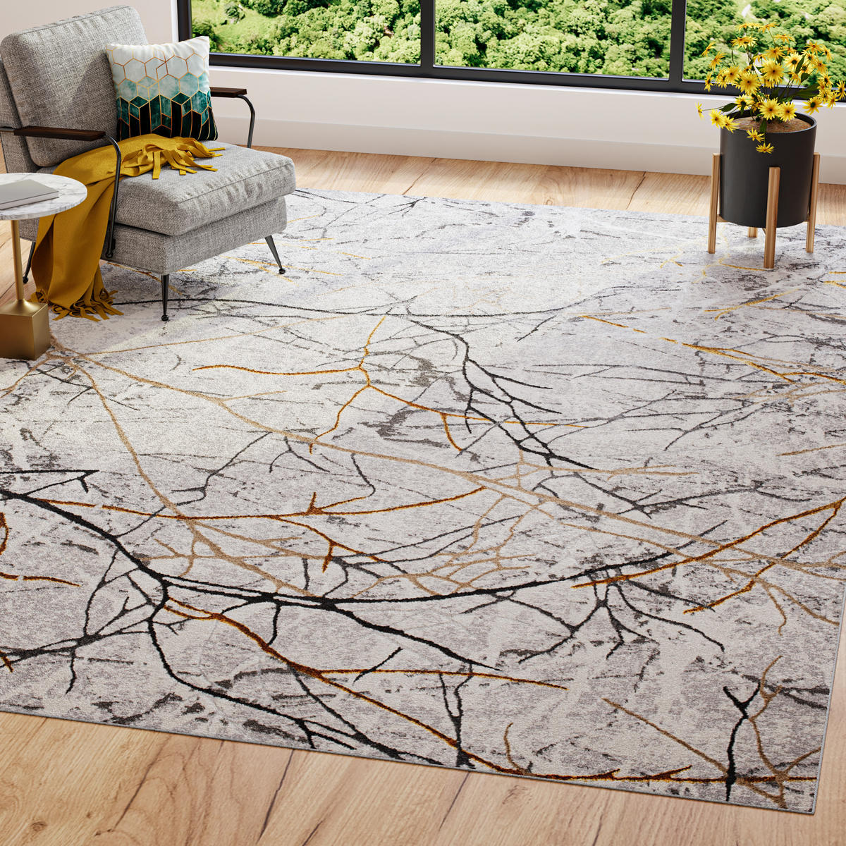 TEPPICH GOLDEN Creme Braun 140/200 cm - Creme/Braun, Kunststoff (140/200cm) - Tapiso