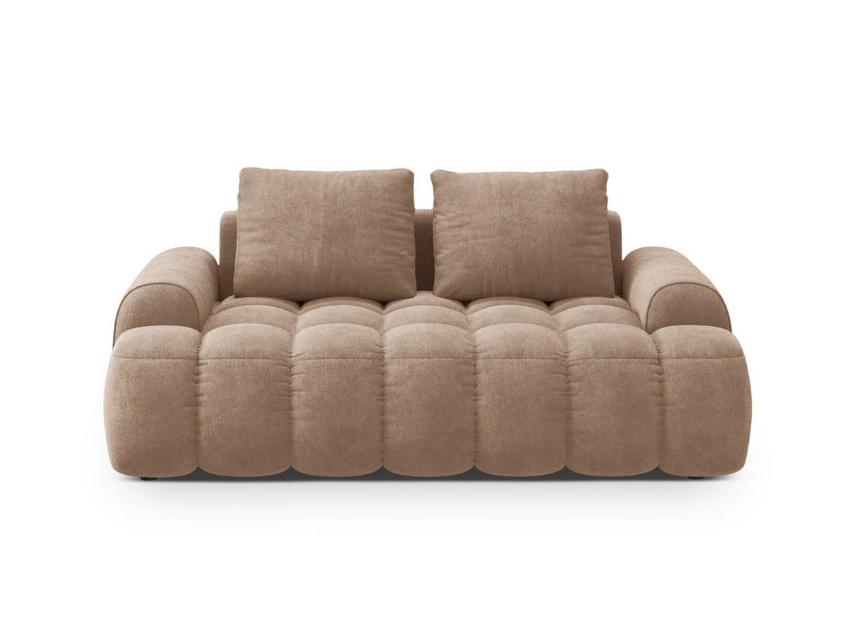 SOFA Linz aus Samt dunkelbeige 2 Sitzplätze - Mokka, Textil (100/84/175cm) - Cosmopolitan Design