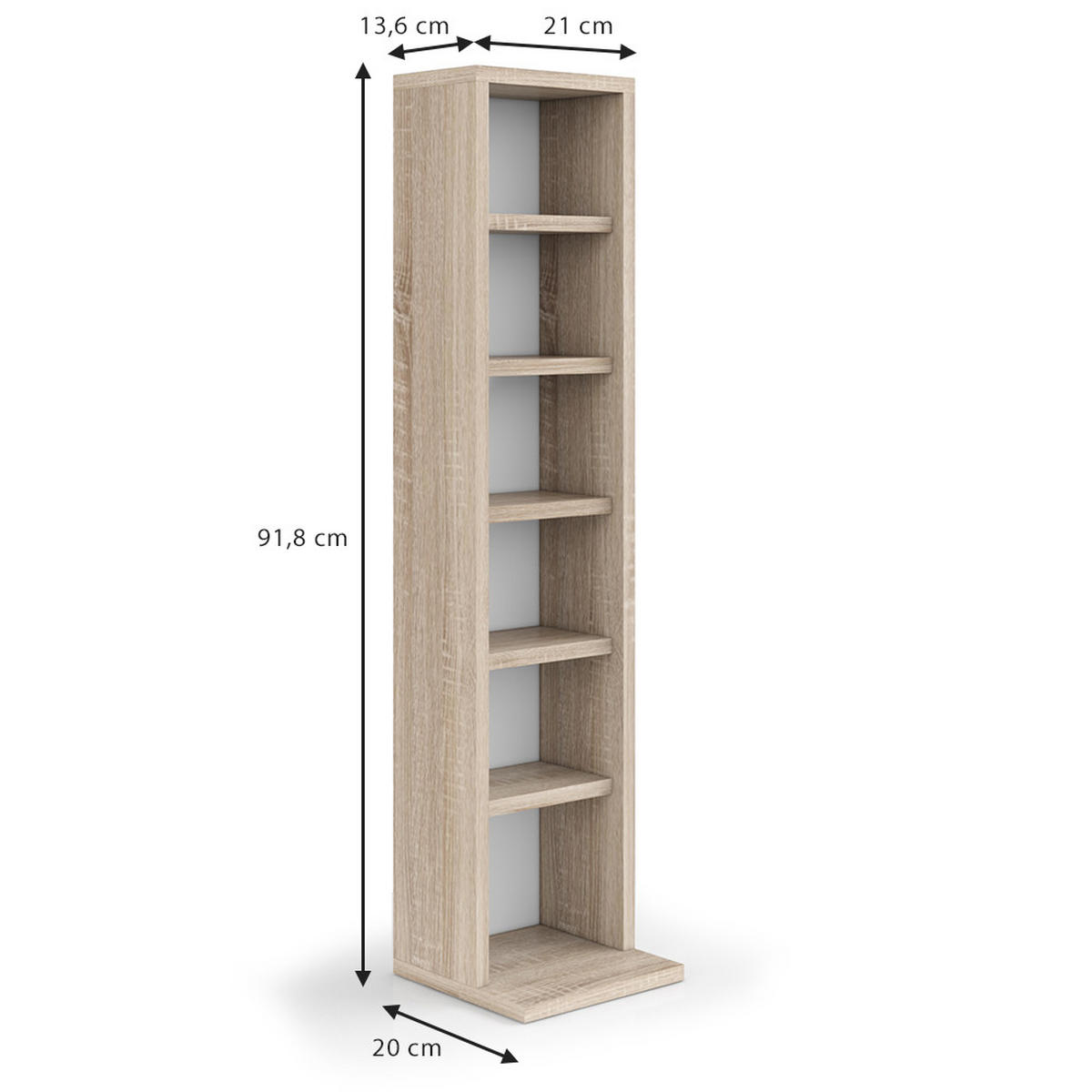 CD-REGAL Sonoma 21 x 91.8 cm - Sonoma Eiche, Holzwerkstoff (21/91.8/20cm) - Vicco