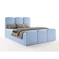 BOXBETT SAVIO 180x200 cm mit Bettkasten, Bonell-Matratze H3 und Topper – Samt Hellblau - Hellblau, Textil (180/200cm) - Luxkor24