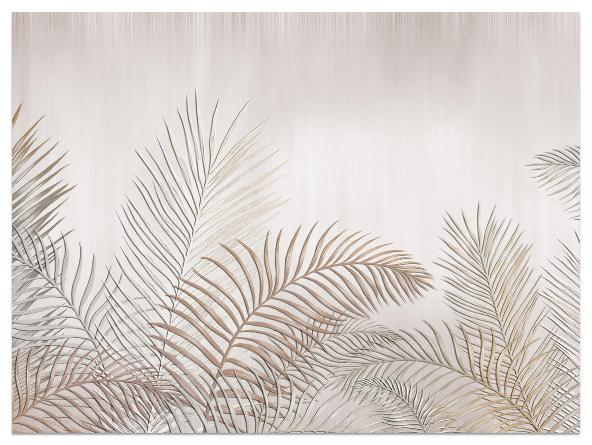 FOTOTAPETE für Schlafzimmer Beige Palmenblätter Delikat 450x315 - Beige/Braun, Papier (450/315cm) - Muralo