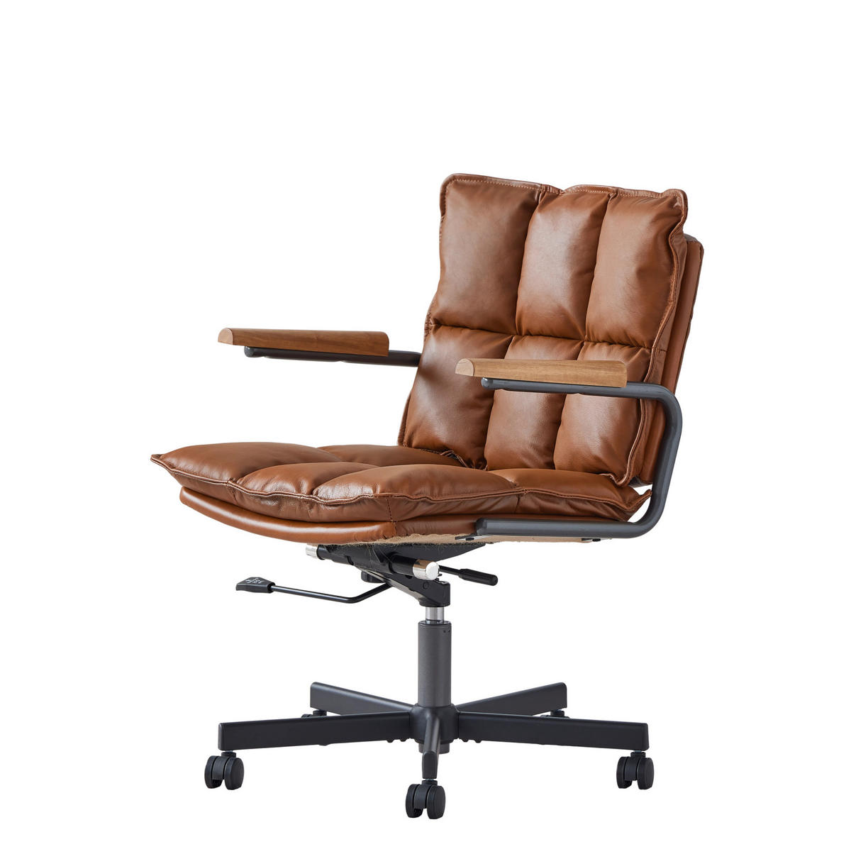 BÜROSTUHL in Braun 46x65x72 cm aus Leder mit Höhenverstellung und Drehfunktion - Braun, Leder (65/72/46cm) - IVMEU