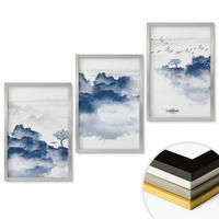 WANDBILDER 3er Set - 40x60 cm Silberner Rahmen - Berge, Wolken, Bäume, Vögel - Silberfarben, Kunststoff (40/60cm) - ArtPrintCave