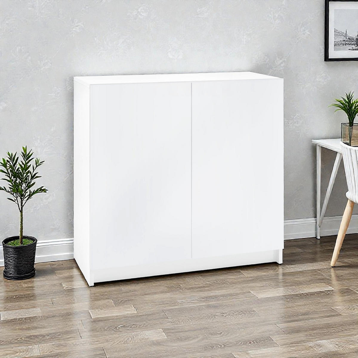 KOMMODE Elona, Büroschrank mit Soft-Close & Push-to-Open, Aktenschrank, Home Office & Büro, Weiß matt (82 x 78 x 37 cm) - Weiß, Holzwerkstoff (82/78/37cm) - InnoFurn