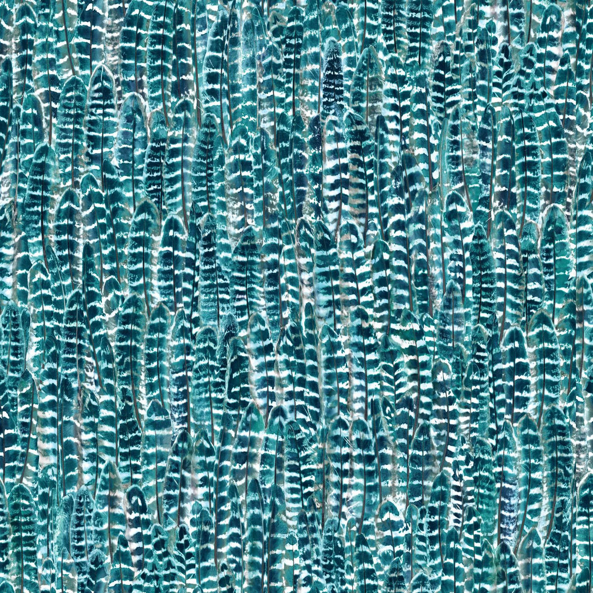 TAPETE Federn 53 cm x 10.05 m - Türkis, Papier (53/1000cm) - Origin Wallcoverings