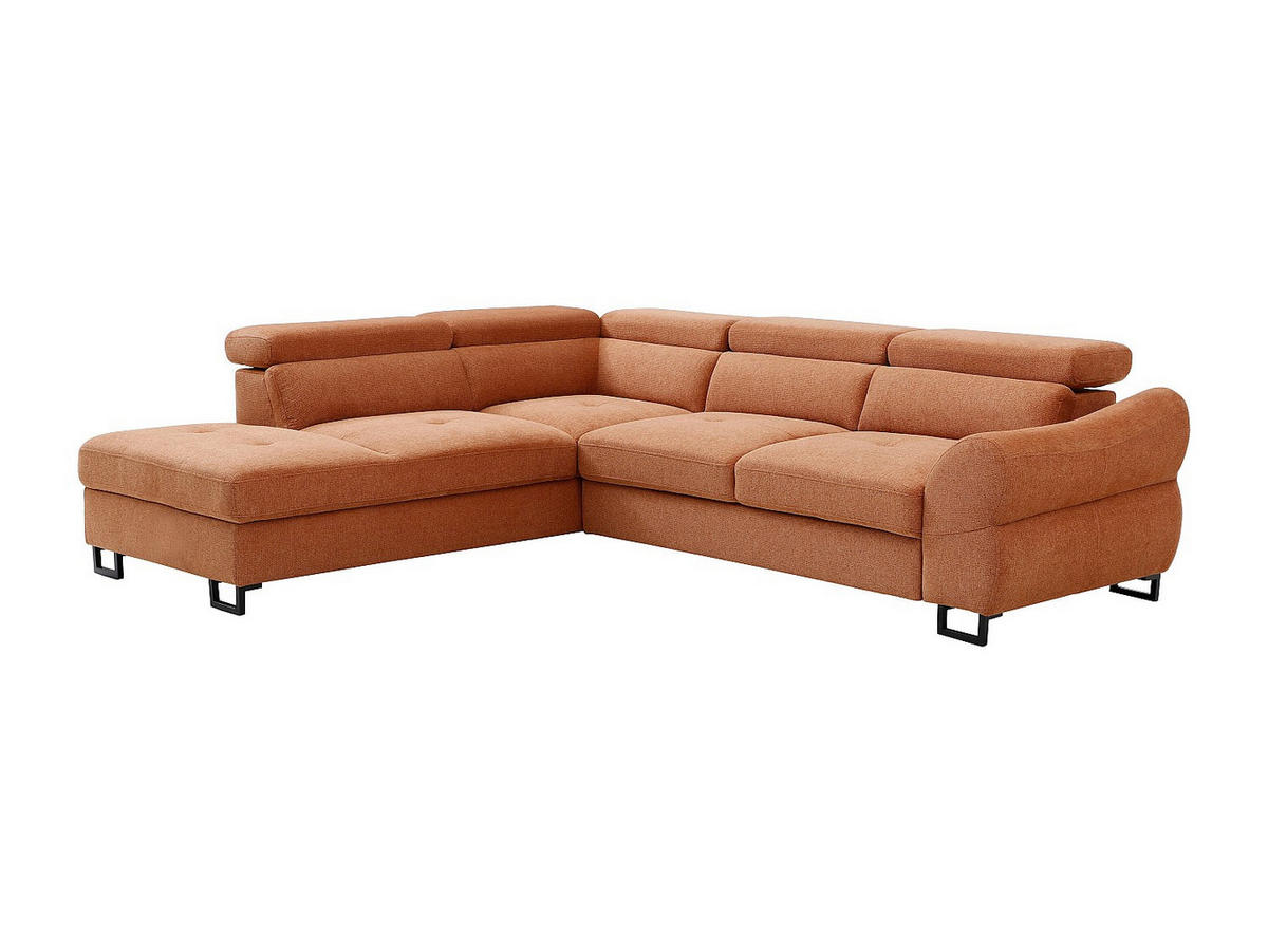 ECKSOFA mit Schlaffunktion – Ecke links – Strukturstoff Terracotta – VAVERDO - Braun, Textil (272/230cm) - Vente-Unique