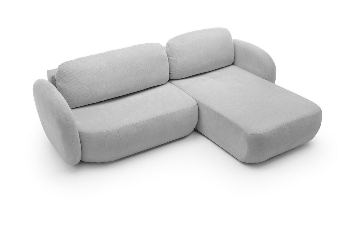 ECKSOFA OLIO L-Form Schlaffunktion mit Bettkasten, lose Rückenkissen, freistehend, RECHTS 248x174 cm Grey - Hellgrau, Holz/Textil (248/174cm) - DomoHome