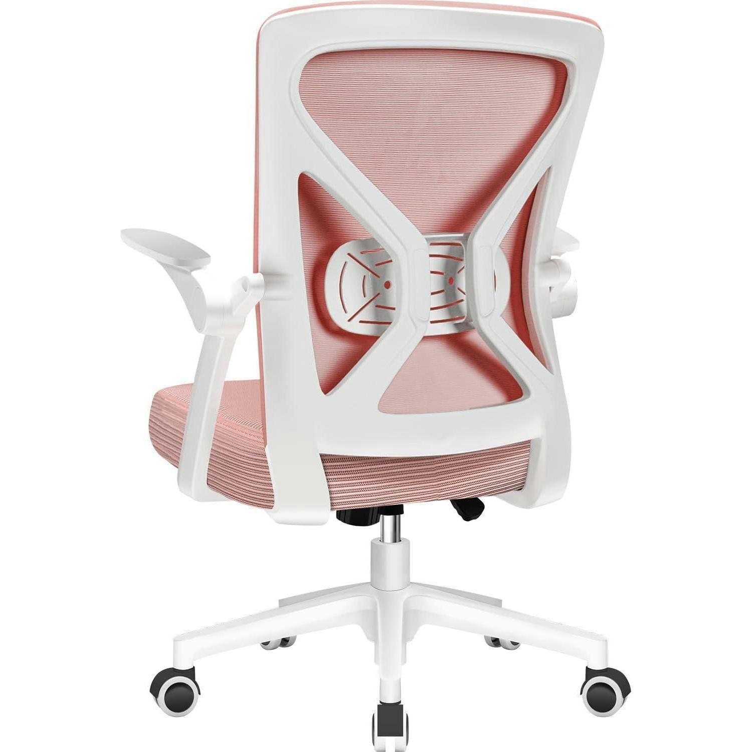 BÜROSTUHL Ergonomisch mit Lendenstütze und Wippfunktion Rosa - Rosa, Textil (57/99/57cm)